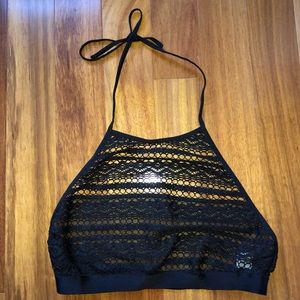 VS black crochet halted bralette with high neck SP